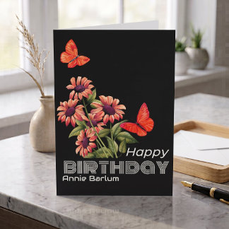 Cartão Saudação de Aniversário Personalizada de Borboleta