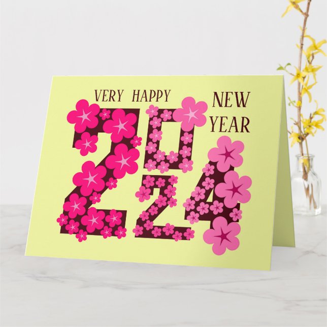CARTÃO SAUDAÇÃO DE ANO NOVO 2024 PARA QUALQUER UM (Flor Amarela)
