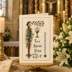 Cartão Saudação de Apreciação ao Padre Católico Tradicion