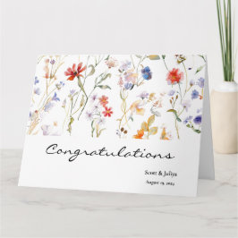 Cartão Saudação de casamento de flores selvagens