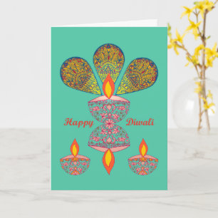 Cartão Saudação de Diwali - Lâmpadas