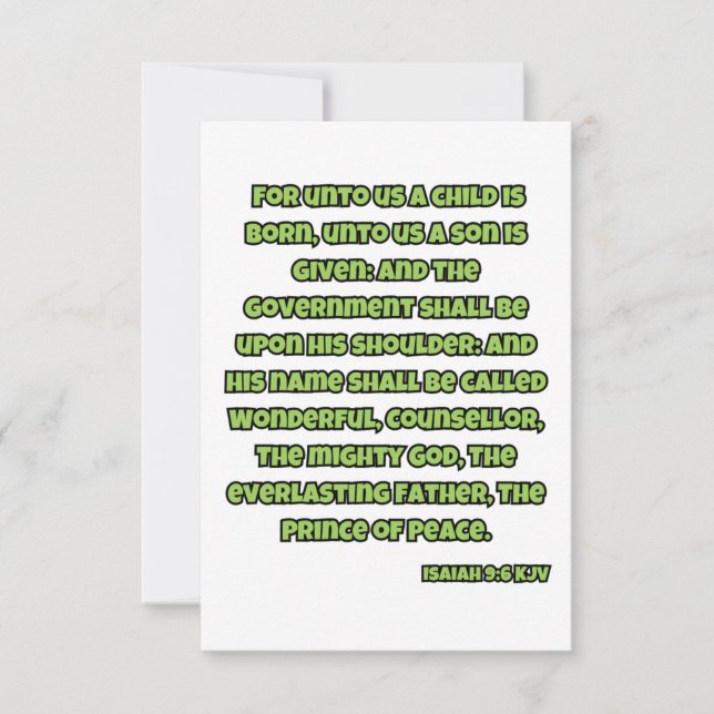 Cartão Saudação de Escritura de Bíblia de Isaiah 9:6 KJV (Frente)