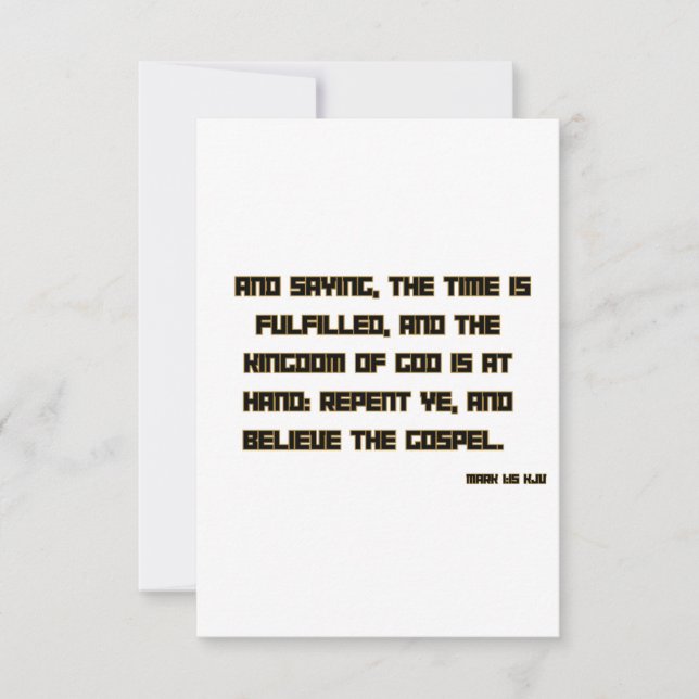 Cartão Saudação de Escritura de Bíblia do Mark 1:15 KJV (Frente)