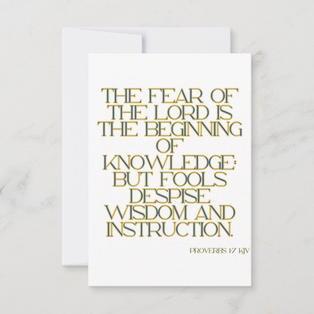 Cartão Saudação de Escritura de Bíblia do Proverbs 1:7 KJ (Frente)