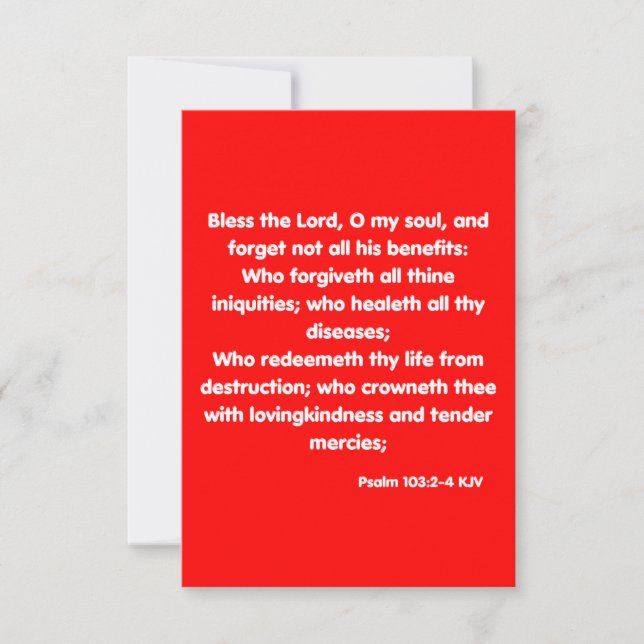 Cartão Saudação De Escritura De Bíblia Do Psalm 103:2-4 K (Frente)