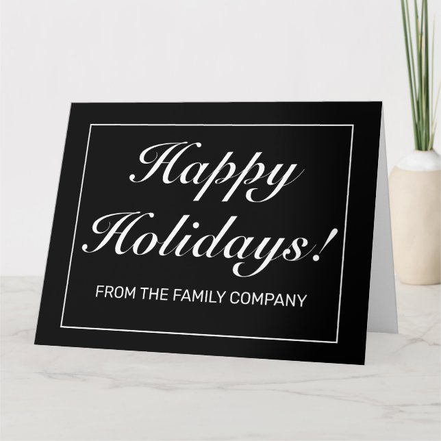 Cartão Saudação de Feriado Negro Minimalista Moderno (Frente)