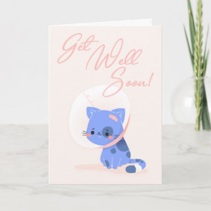 Cartão Saudação de Gato de Cartoon Azul