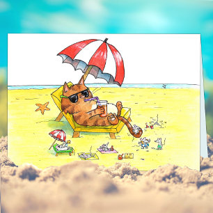 Cartão Saudação de Gato de Férias de Verão 
