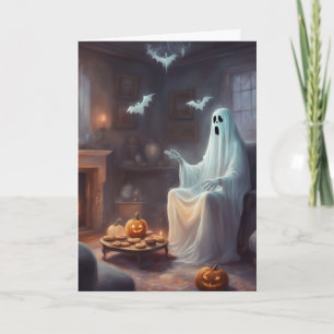 Cartão Saudação de Halloween da Casa Assombrada pelo Fant