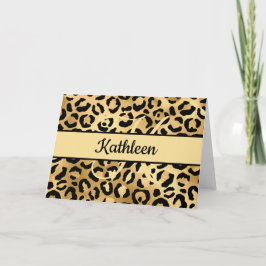 Cartão Saudação de Leão-da-África Estampa Leopardo Preto 