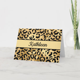 Cartão Saudação de Leão-da-África Estampa Leopardo Preto 
