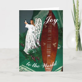 Cartão Saudação de Natal com Ângelo e Dulcimer de Montanh
