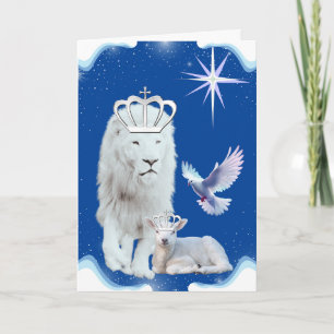 Cartão Saudação de Natal Leão & Cordeiro