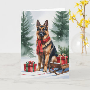 Cartão Saudação de Natal para Cachorro german shepherd