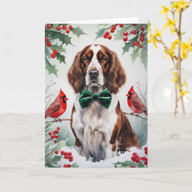 Cartão Saudação de Natal para Cachorro Inglês (Flor Amarela)
