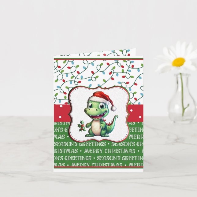 Cartão Saudação de Natal T-Rex (Planta pequena)