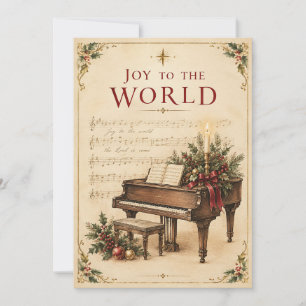 Cartão Saudação de Natal Vintage, estilo Música Clássica