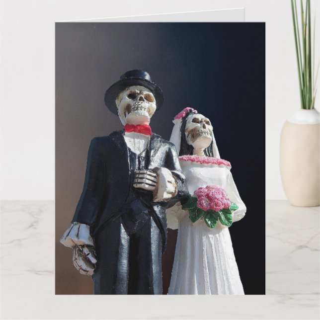 Cartão Saudação de PARABÉNS de CASAMENTO de SKELETONS (Frente)