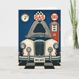 Cartão Saudação de Vazio de Ilustração de Carro Antiquado