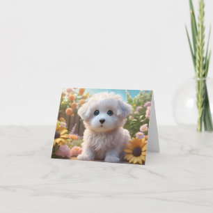 Cartão Saudação de Vazio de Puppy Fluffy