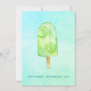 Cartão Saudação de Verão de Picolé de Aquarela