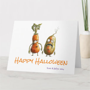 Cartão Saudação de Zombie Veggie Halloween
