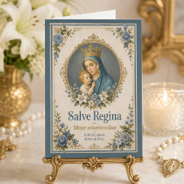 Cartão Saudação Devocional Mariana Floral Salve Regina