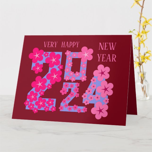 CARTÃO SAUDAÇÃO DO ANO NOVO DE 2024 PARA QUALQUER PESSOA (Flor Amarela)