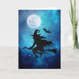 Cartão Saudação do Dia das Bruxas Voadoras