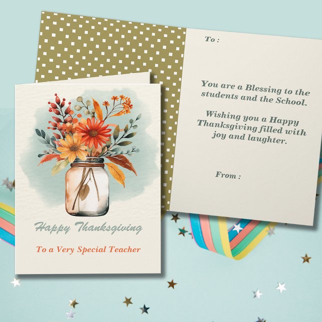 Cartão Saudação do Professor de Ação de Graças de Waterco (Criador carregado)