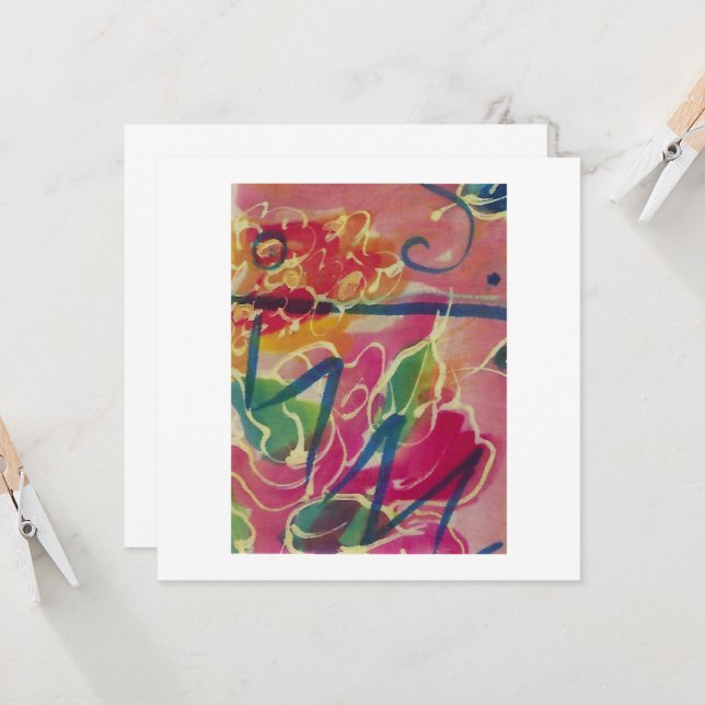 Cartão Saudação do vazio de seda pintado à mão (Frente/Verso In Situ)