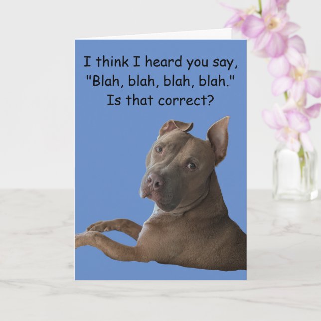 Cartão Saudação engraçada de Pit Bull (Orquídea)