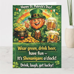 Cartão Saudação Festiva do Dia de São Patrício ao Leprech