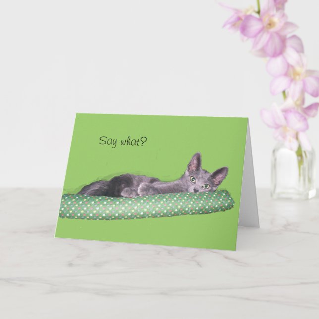 Cartão - Saudação - Gatinho cinza (Orquídea)