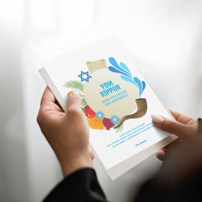 Cartão Saudação Gráfica do Círculo Decorativo Yom Kippur (Criador carregado)