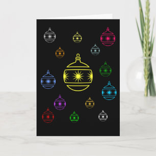 Cartão - Saudação - Ornamentos de Árvore de Férias