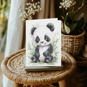 Cartão Saudação Panda e Bamboo