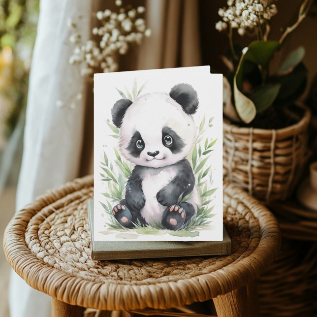 Cartão Saudação Panda e Bamboo (Panda and Bamboo Greeting Card)
