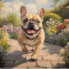 Cartão Saudação Personalizada de Bulldog Francês Andando