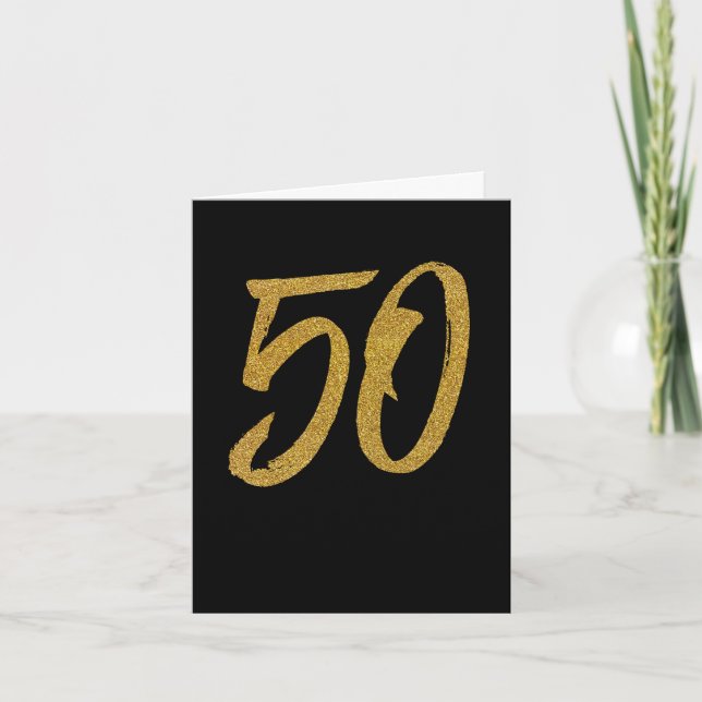 Cartão saudação personalizada do ouro de 50 anos (Frente)