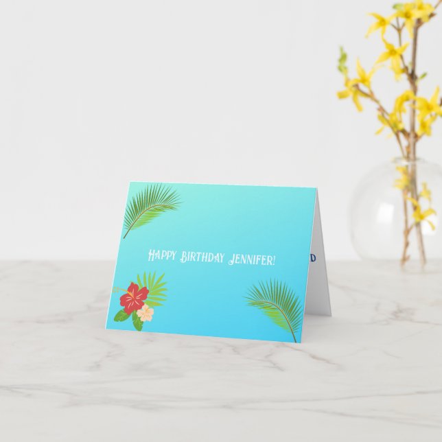 Cartão Saudação Personalizável Fuga da Ilha (Flor Amarela)