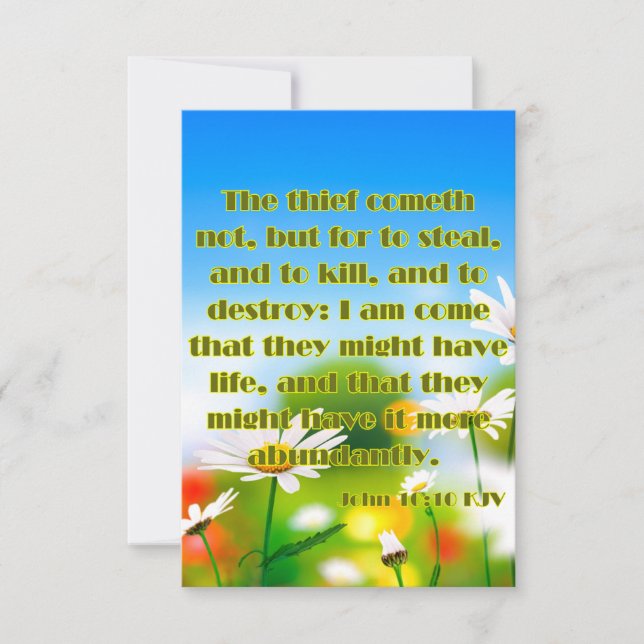 Cartão Saudação Pic de Escritura de Bíblia do John 10:10  (Frente)