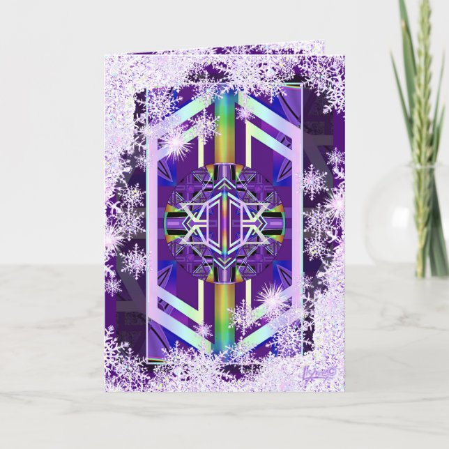 Cartão Saudação púrpura w3 (Frente)