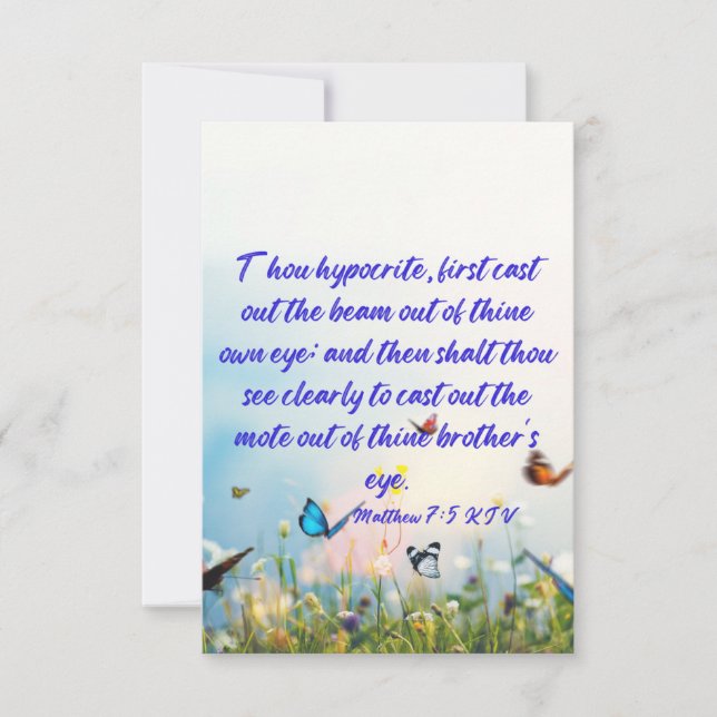 Cartão Saudação Simples do Matthew 7:5 KJV Bíblia Verse P (Frente)