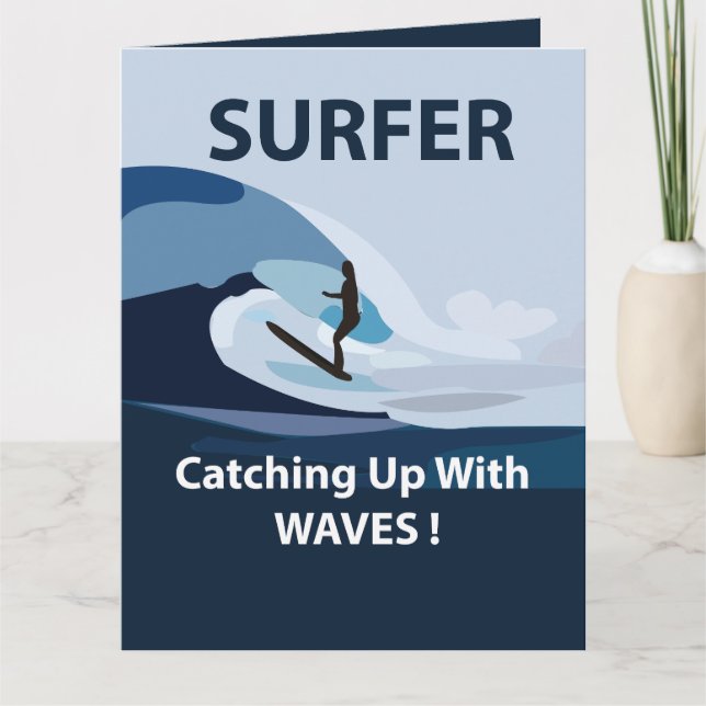 Cartão Saudação Surfer Beach Surfing (Frente)