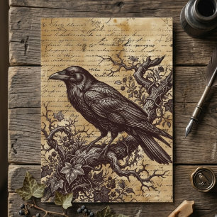 Cartão Saudação Vintage Script Dark Academia Corvo Gótico
