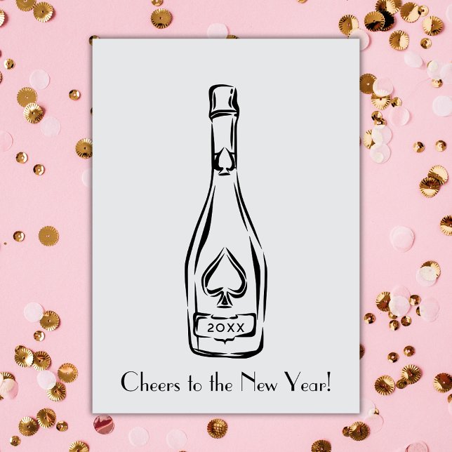 Cartão Saudações À Garrafa De Champanhe De Ano Novo (Criador carregado)