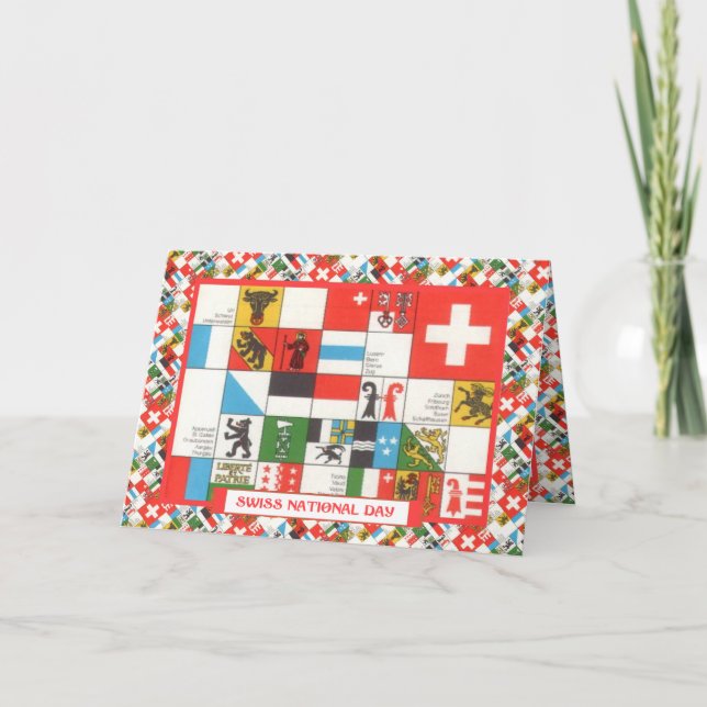 Cartão Saudações ao Dia Nacional Suíço (Frente)