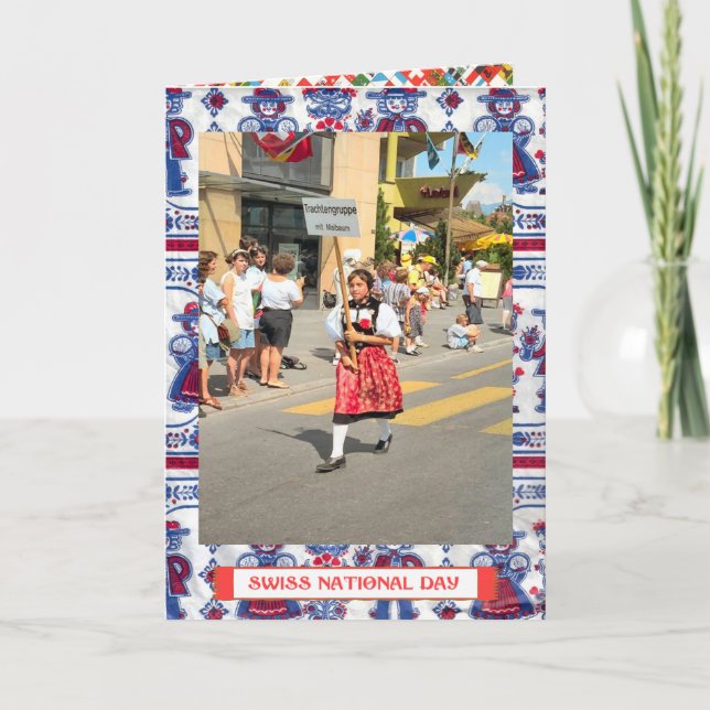 Cartão Saudações ao Dia Nacional Suíço (Frente)