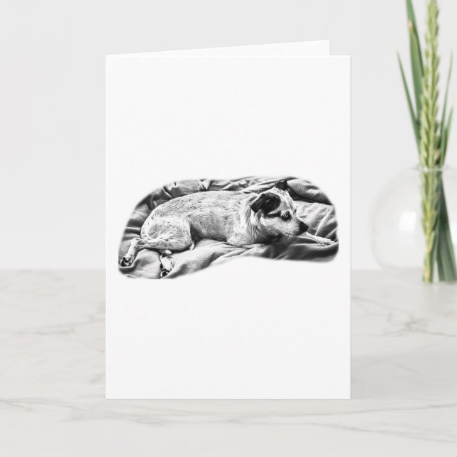 Cartão Saudações calorosas de um cachorro vigilante (Frente)